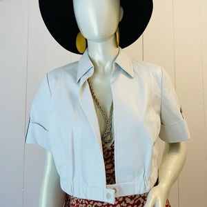 2/$55 🛍️✨ W.WORTH butter soft white leather cropped jacket